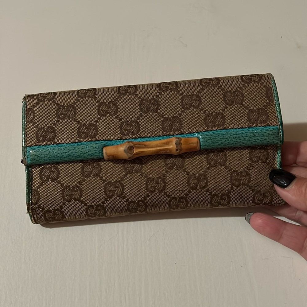 Gucci Brown and Green Patterned Wallet
